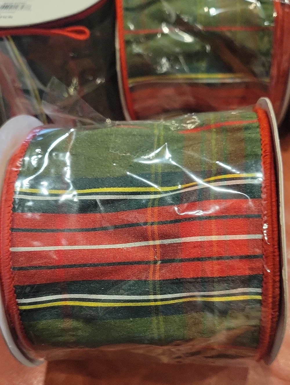Plaid Wide Wired Christmas Ribbon For Trees/ Garland/Etc.. Brand New W/ Tags!